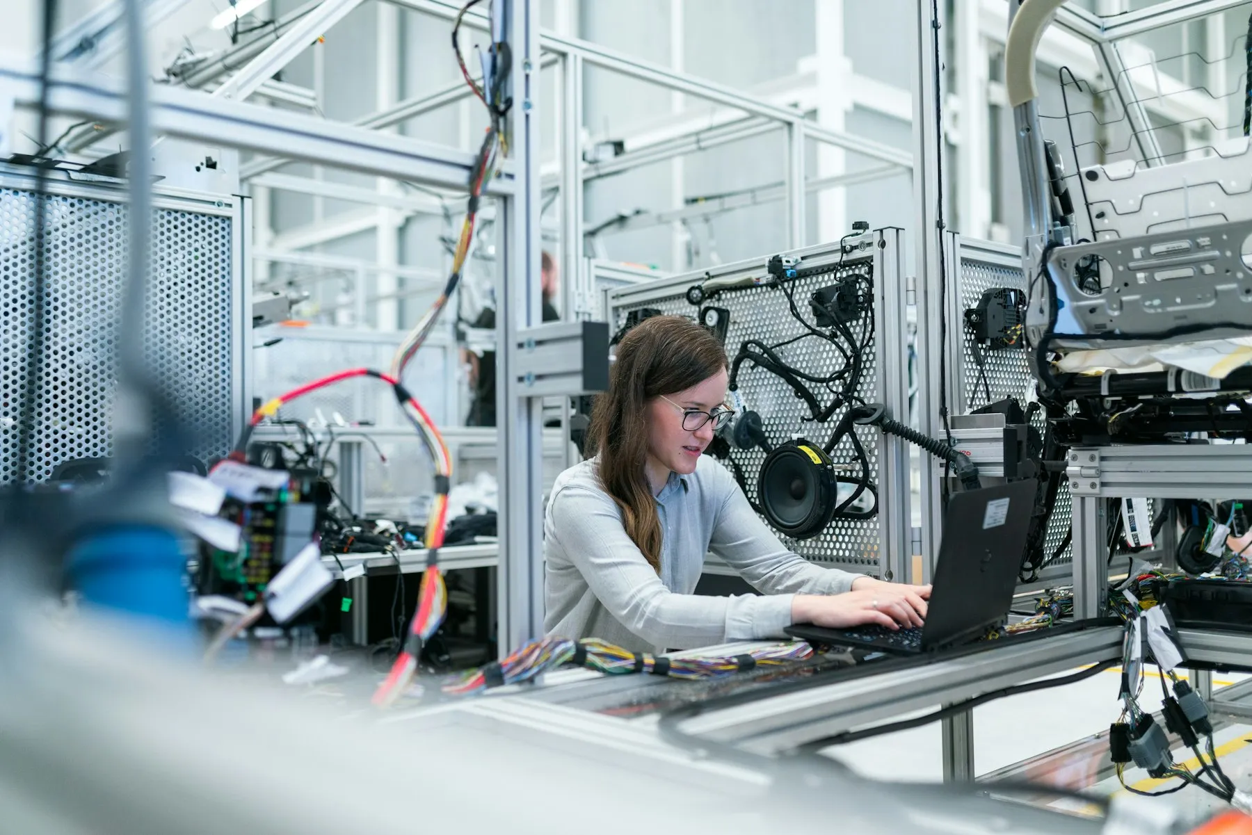 Engineer working in a robotics lab