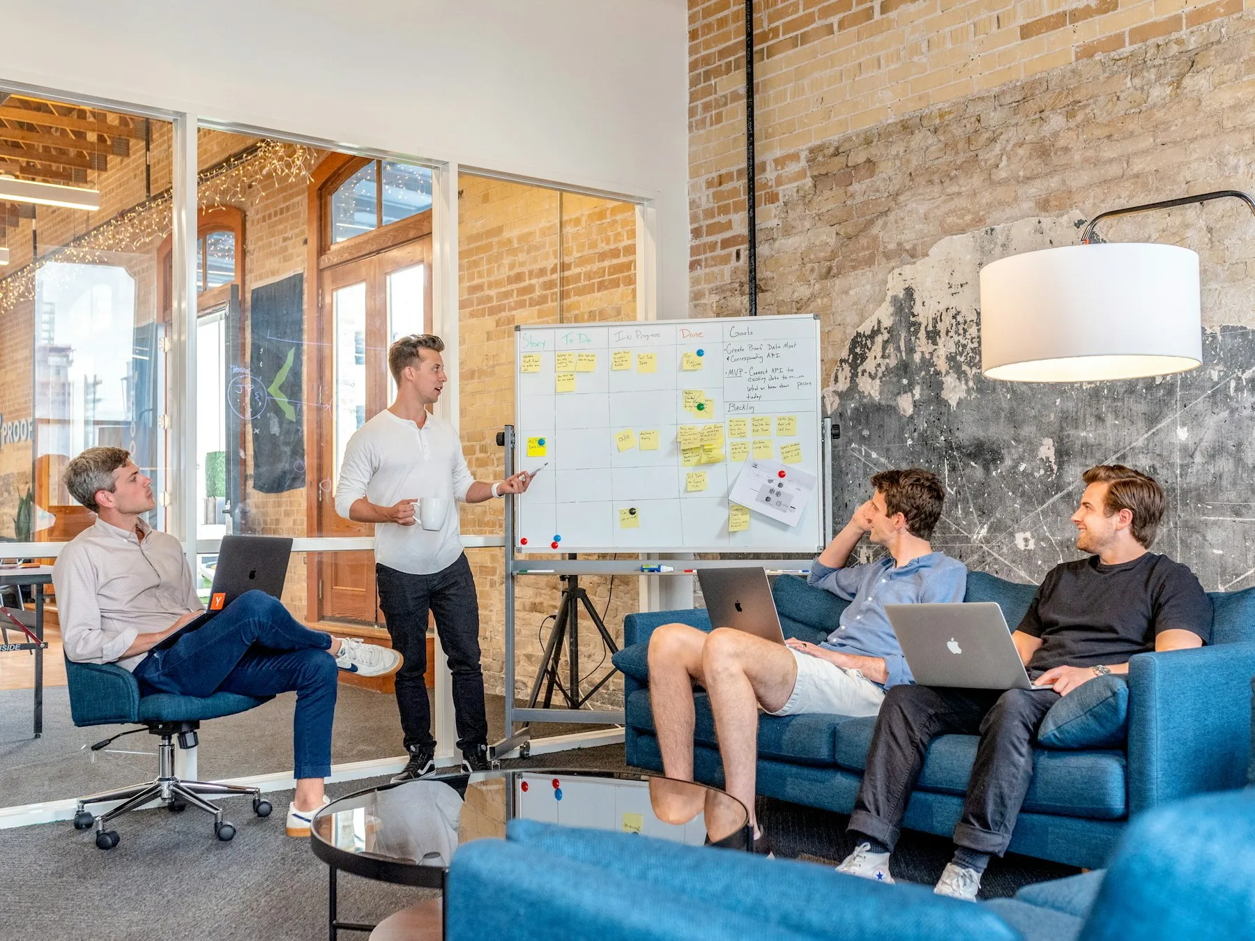 Leader presenting a strategy to a team